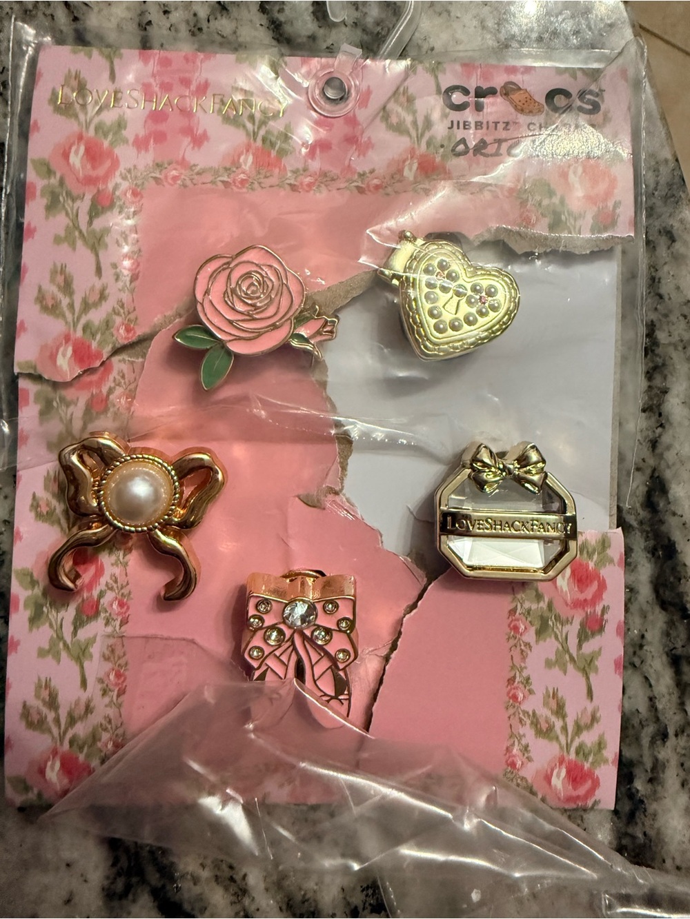 Love shack fancy Gold-Tone jibbitz metal Pink Rose Charm for crocs Jewelry - Picture 12 of 12